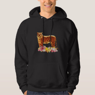 Sudadera motivo de tigre depredador gato flores estampado d