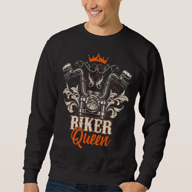 Sudadera Moto Queen Biker Chica Vintage Moto Bicicleta (Anverso)