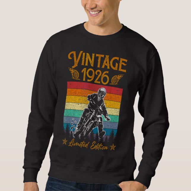 Sudadera Motocicleta 96º cumpleaños Hombres Vintage 1926 Bi (Anverso)