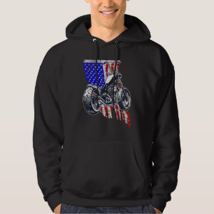 Sudadera Motocicleta Bobber Julio 4 Bandera Veteriana Ameri