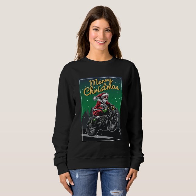 Sudadera Motocicleta navideña Santa | Vacaciones (Anverso completo)