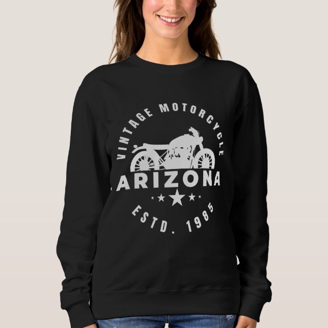 Sudadera Motocicleta Vintage Arizona Establecida 1985 (Anverso)