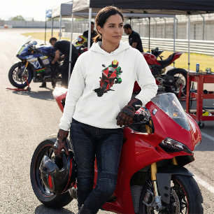 Sudadera Motociclista montando una Sportbike Roja