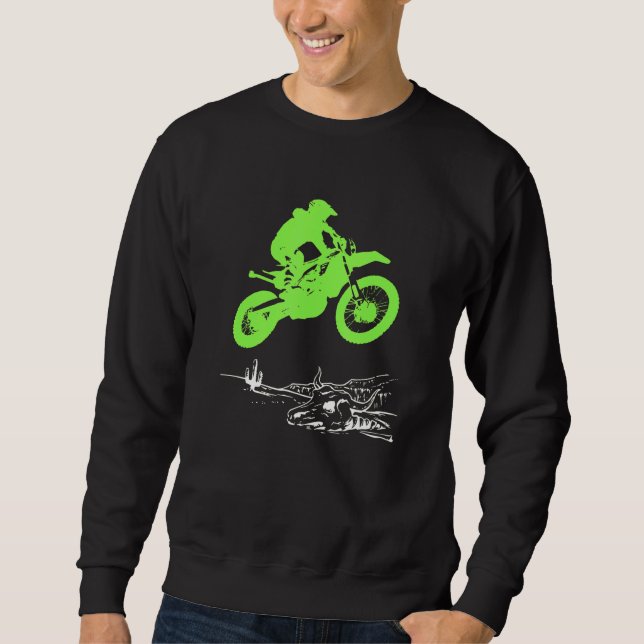 Sudadera Motocross Green Dirt Bike Rider Jumping Motorcycle (Anverso)