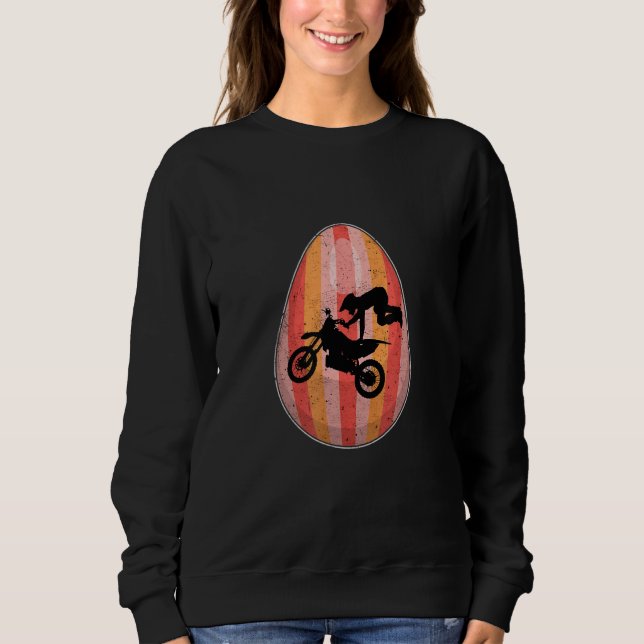 Sudadera Motocross Retro Dirt Bike Bunny Egg Happy Easter D (Anverso)
