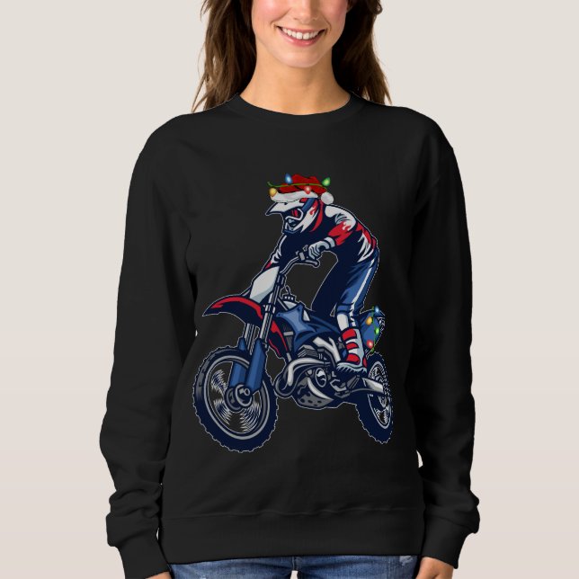 Sudadera Motocross Sports Lover Xmas Santa Hat Motocross (Anverso)