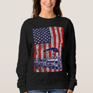 Sudadera Motor De Locomotora De Tren Bandera Estadounidense