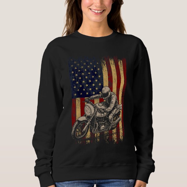 Sudadera Motorcycle American Flag Distressed Vintage Biker  (Anverso)
