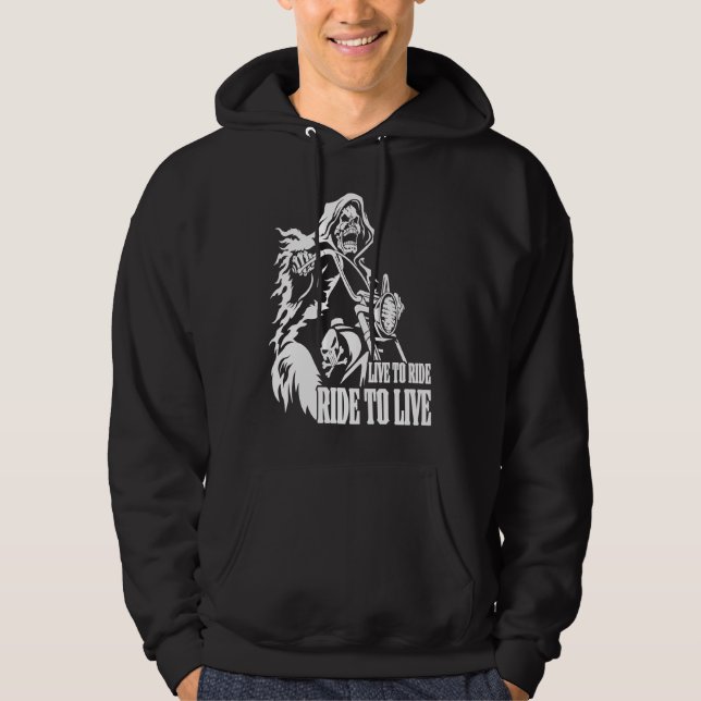 Sudadera Motorcycle Biker Skeleton Skull Live To Ride Ride  (Anverso)
