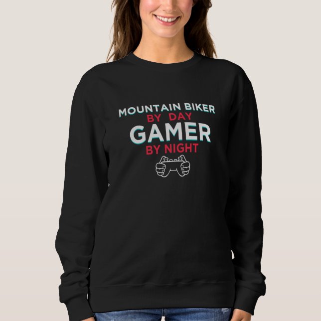 Sudadera Mountain Biker By Day Gamer By Night Mountain Biki (Anverso)
