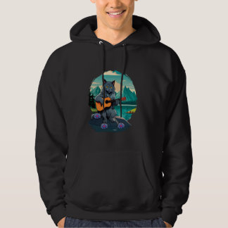 Sudadera Mountain Cat Plays Guitar Rock Cute Kawaii Cat Gui