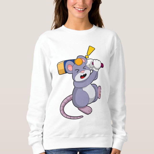 Sudadera Mouse at Cricket with Cricket bat (Anverso)