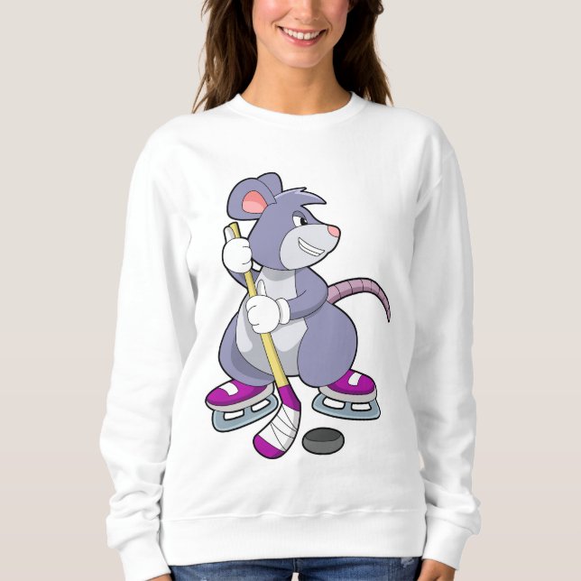 Sudadera Mouse at Ice hockey with Ice hockey stick (Anverso)