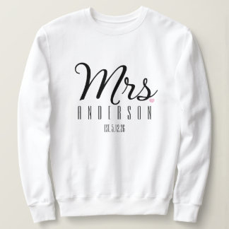 Sudadera Mrs Modern Script Custom Wedding Date Newlywed