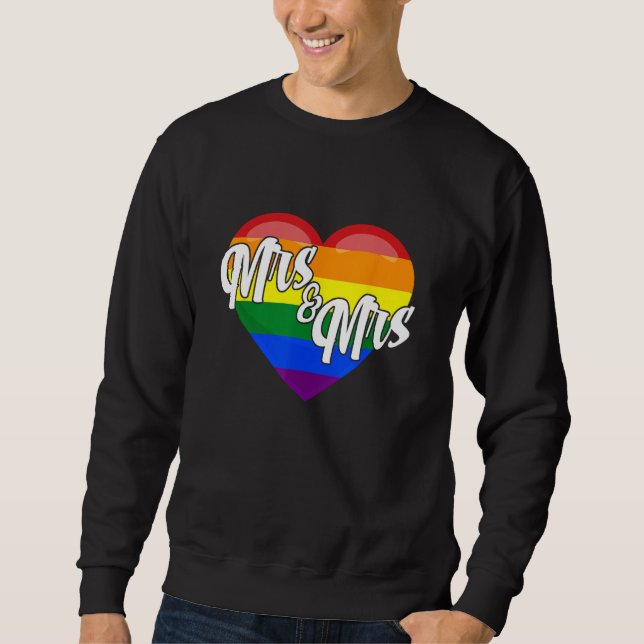 Sudadera Mrs & Mrs Lesbian Gay LGBTQ Pride Month Support Gr (Anverso)