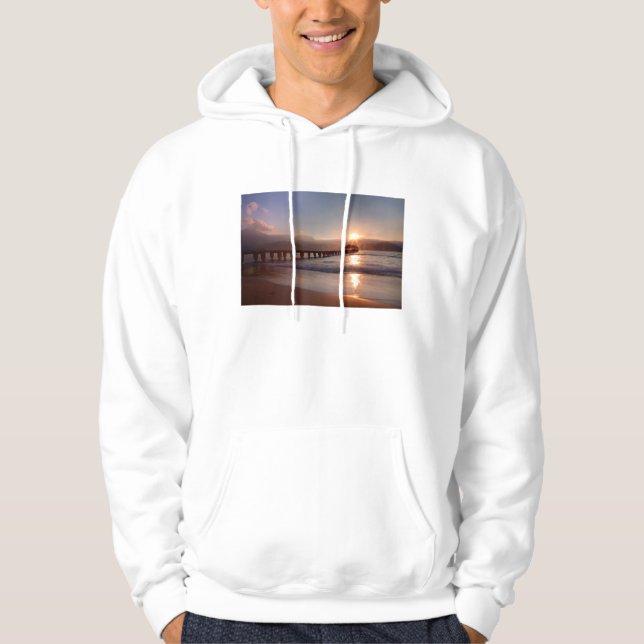 Sudadera Muelle de playa al atardecer, Hawaii (Anverso)