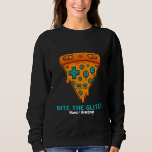 Sudadera Muerde el Glitch Retro Pizza de 8 Bits Pixel Gamer