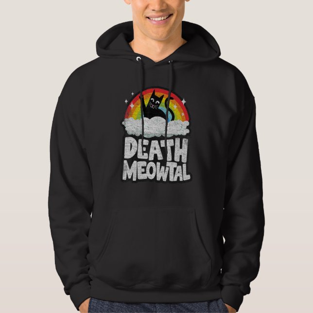 Sudadera Muerte Gato Meowtal Arcoiris Retro Niños Gótico Mu (Anverso)