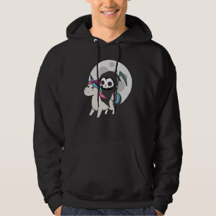 Sudadera Muerte montando luna de Unicornio divertida en Uni