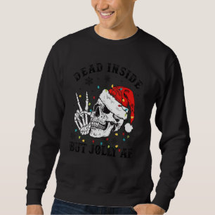 Sudadera Muerto Dentro Pero Jolly Af Skull Santa Hat Family