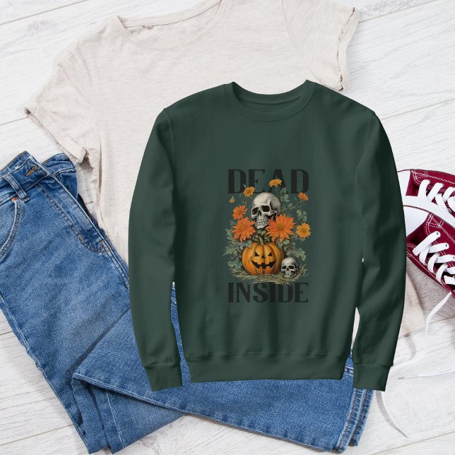 Sudadera Muerto retro dentro del cráneo y calabaza de Hallo (Subido por el creador)