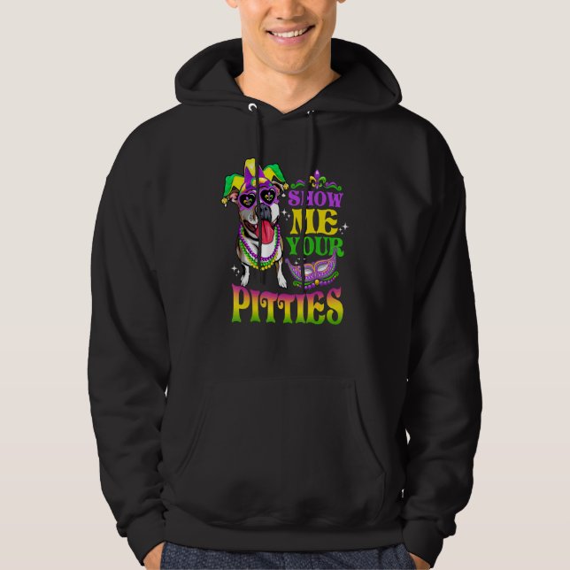 Sudadera Muéstrame tu perro amante Mardi Gras Pitbull (Anverso)