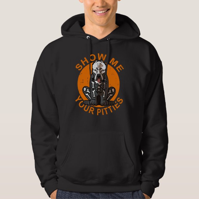 Sudadera Muéstrame tus Pitties Pitbull Skeleton Funny Hallo (Anverso)