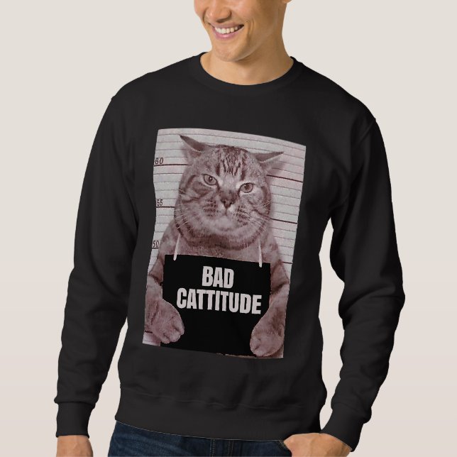 Sudadera Mugshot del gato con mala actitud (Anverso)
