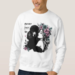 Sudadera Mujer Abrazando Caniche Con Flores