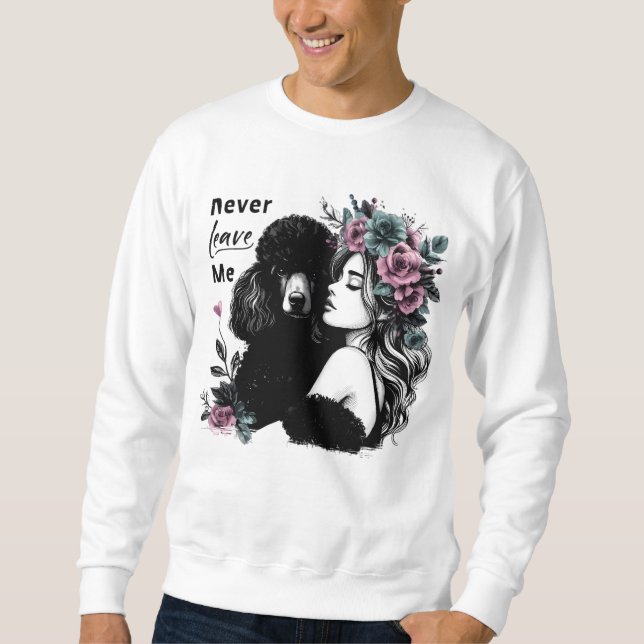 Sudadera Mujer Abrazando Caniche Con Flores (Anverso)