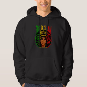 Sudadera Mujer Afro Dios Dice Que Soy Única Elegida Perdona