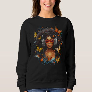 Sudadera Mujer Afroamericana Niña Negra Con Auriculares