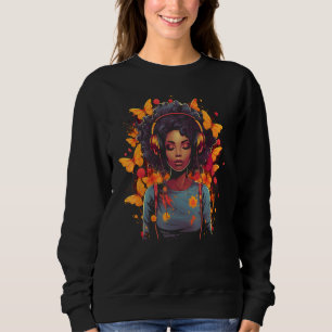 Sudadera Mujer Afroamericana Niña Negra Con Auriculares