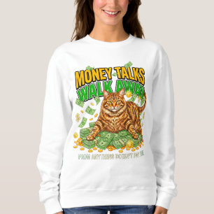 Sudadera Mujer Amante de Gatos Dinero Divertido Naranja Tab