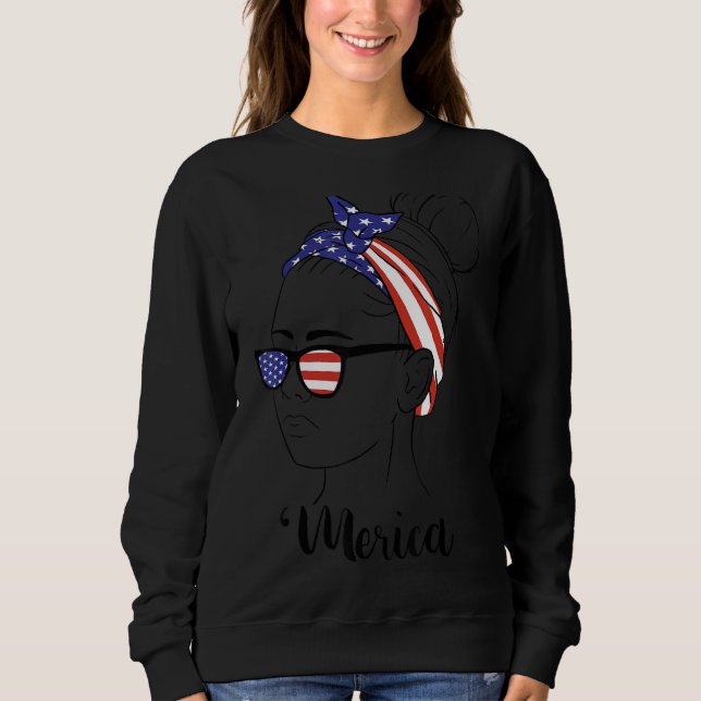Sudadera Mujer Americana Merica Messy Bun Usa 1 (Anverso)