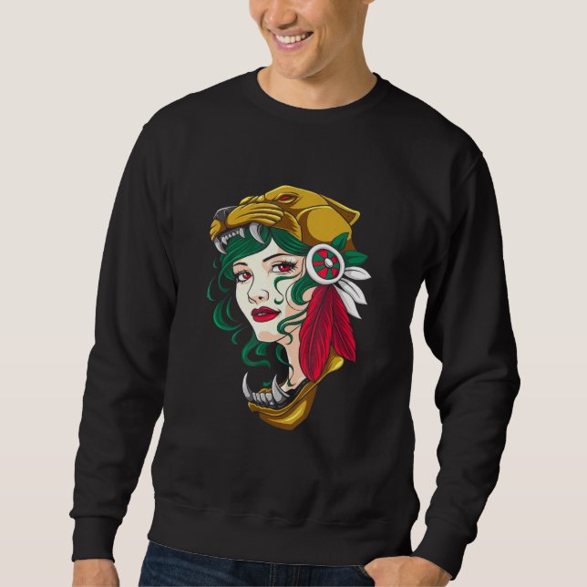 Sudadera Mujer azteca - Chica mexicano - Chava - Hecho Mexi (Anverso)