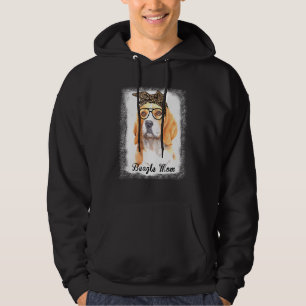 Sudadera Mujer Beagle Mom Leopard Mascota de perro con sang