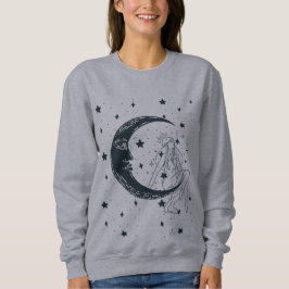 Sudadera Mujer celeste, estrellas de la luna, boho, astrono