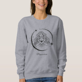 Sudadera Mujer celeste, estrellas de la luna, boho, astrono