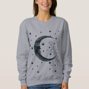 Sudadera Mujer celestial, luna estrellas, boho, astronomía 