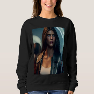 Sudadera Mujer con chaqueta de cuero negra de motorista Loo