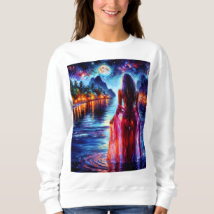 Sudadera Mujer de fantasía tropical bajo la luz de la luna