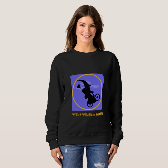 Sudadera Mujer de Witchy en las ruedas para Halloween (Anverso completo)