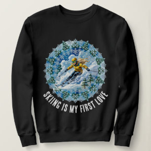 Sudadera Mujer Deporte De Invierno Esquiadora - El esquí es