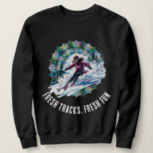 Sudadera Mujer Deporte Invernal Esquiadora - Pistas Frescas