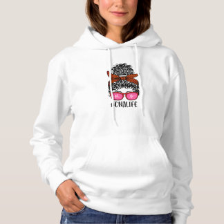 Sudadera Mujer Enfermera Vida RN LPN CNA Messy Bun