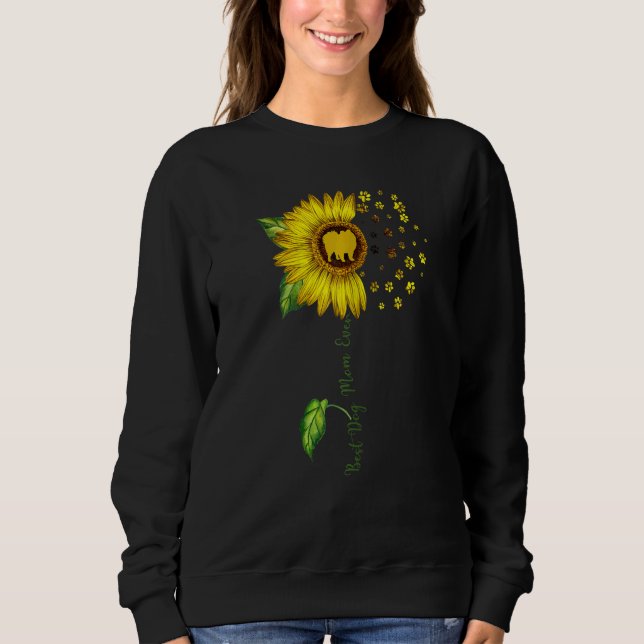 Sudadera Mujer girasol mejor madre de perro jamás perro pom (Anverso)