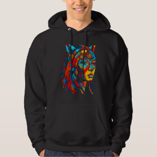 Sudadera Mujer Lobo Cabeza Nativo Americano Creativo