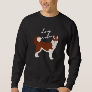 Sudadera Mujer Mamá Perro Husky Siberiano Rojo y Blanco