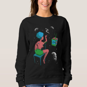 Sudadera Mujer Mirando Tv Astronauta Astral Cósmico Para Es